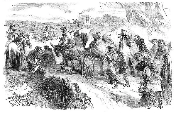 Hop-pickers on the Road - drawn by Phiz, 1858. Creator: Hablot Knight Browne
