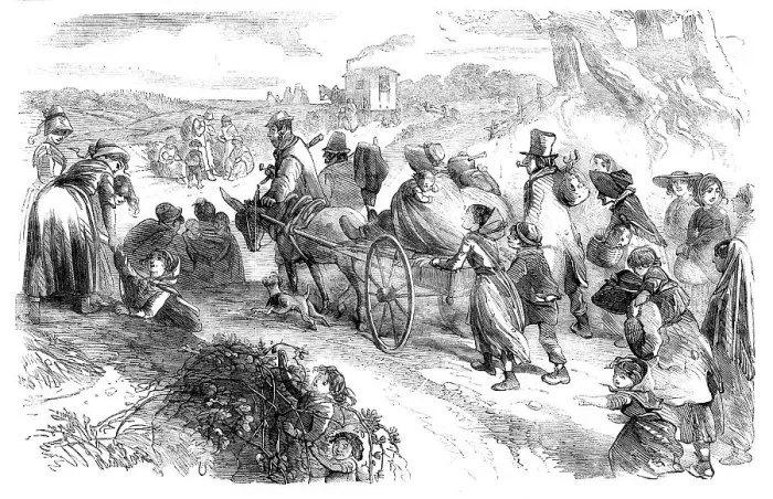 Framed Print : Hop-pickers on the Road - drawn by Phiz, 1858. Creator: Hablot Knight Browne Framed Print : Hop-pickers on the Road - drawn by Phiz, 1858. Creator: Hablot Knight Browne