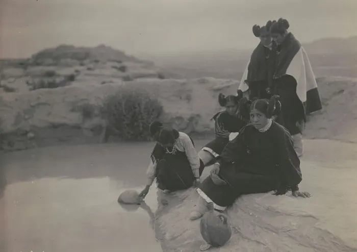 Framed Print : Hopi water girls, c1906. Creator: Edward Sheriff Curtis Framed Print : Hopi water girls, c1906. Creator: Edward Sheriff Curtis