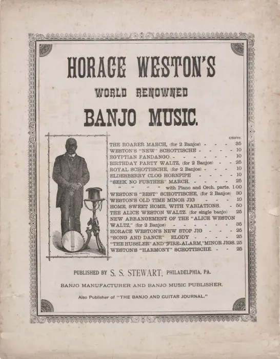 Framed Print : Horace Westons World Renowned Banjo Music, 1883. Creator: Unknown Framed Print : Horace Westons World Renowned Banjo Music, 1883. Creator: Unknown