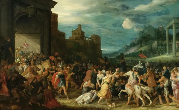 Framed Print : The Horatii Entering Rome. Creator: Adriaen van Stalbemt Framed Print : The Horatii Entering Rome. Creator: Adriaen van Stalbemt