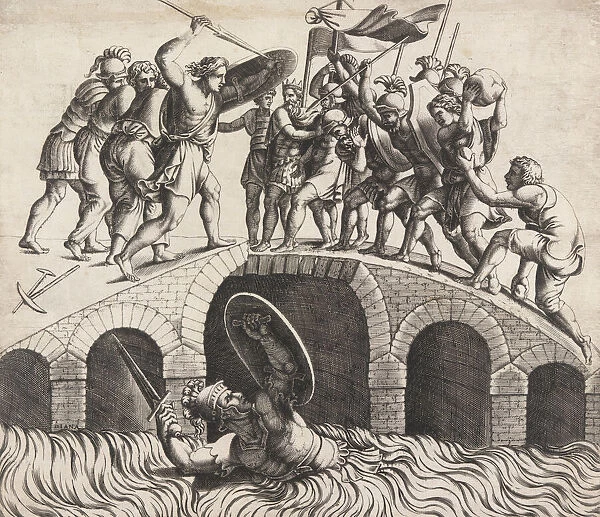Horatio Cocles Saving Himself by Swimming, 16th century. Creator: Diana Mantuana