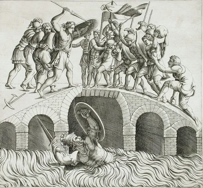 Framed Print : Horatius Cocles, 16th century. Creator: Diana Mantuana Framed Print : Horatius Cocles, 16th century. Creator: Diana Mantuana