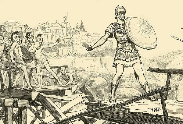 Horatius Cocles Defending The Bridge, 1890. Creator: Unknown