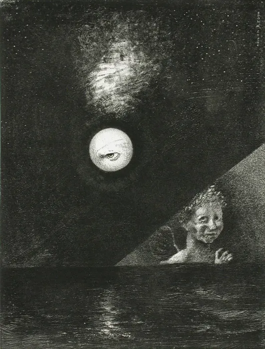 Framed Print : On the Horizon, the Angel of Certitude, and in the Dark Sky, a Questioning Glance. Series: For Edgar Artist: Redon, Odilon (1840-1916) Framed Print : On the Horizon, the Angel of Certitude, and in the Dark Sky, a Questioning Glance. Series: For Edgar Artist: Redon, Odilon (1840-1916)