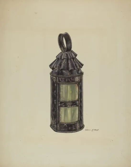 Framed Print : Horn Lantern, c. 1939. Creator: Dolores Haupt Framed Print : Horn Lantern, c. 1939. Creator: Dolores Haupt