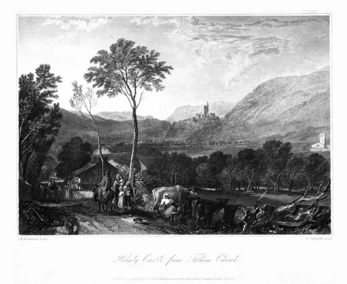 Framed Print : Hornby Castle from Tatham Church, c1822. Creator: William Radclyffe Framed Print : Hornby Castle from Tatham Church, c1822. Creator: William Radclyffe