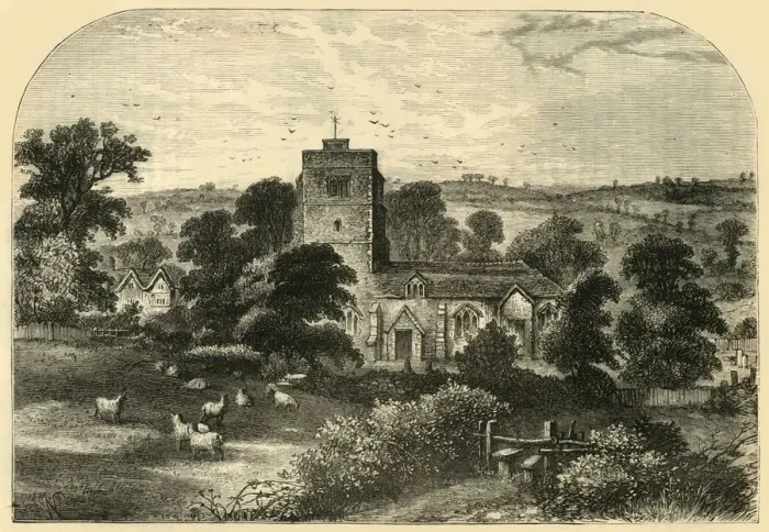 Framed Print : Hornsey Church in 1750, (c1876). Creator: Unknown Framed Print : Hornsey Church in 1750, (c1876). Creator: Unknown
