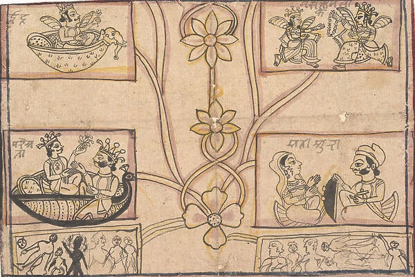 Horoscope with Floral Drawings, 1850. Creator: Unknown