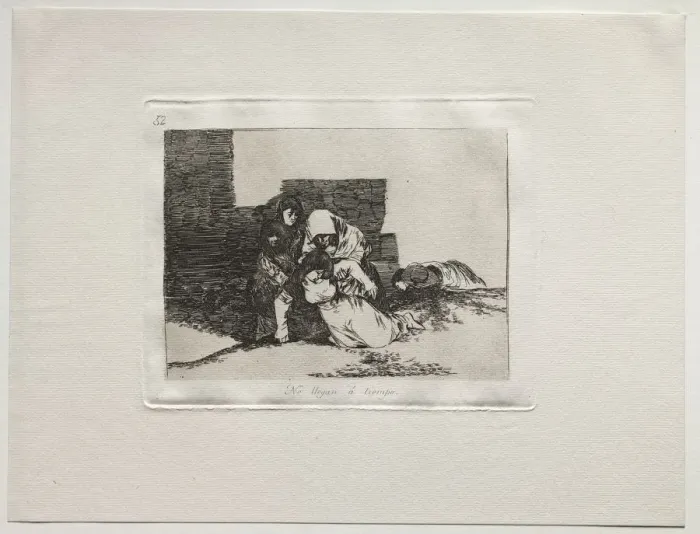 Framed Print : The Horrors of War: They Do Not Arrive In Time. Creator: Francisco de Goya (Spanish, 1746-1828) Framed Print : The Horrors of War: They Do Not Arrive In Time. Creator: Francisco de Goya (Spanish, 1746-1828)