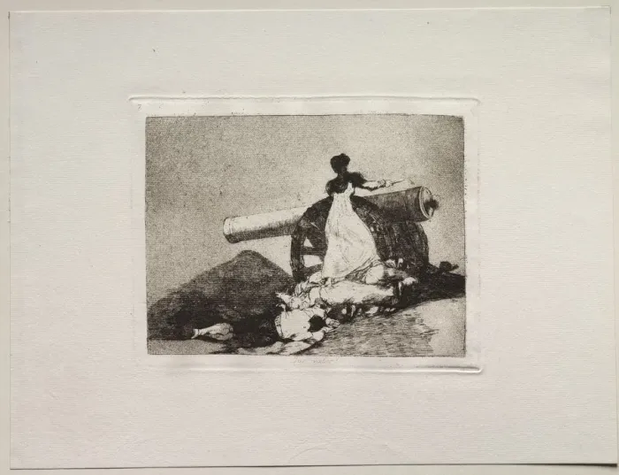 Framed Print : The Horrors of War: What Courage!. Creator: Francisco de Goya (Spanish, 1746-1828)