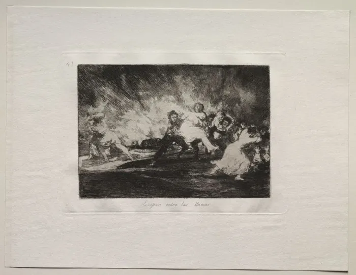 Framed Print : The Horrors of War: They Escape Through the Flames. Creator: Francisco de Goya (Spanish Framed Print : The Horrors of War: They Escape Through the Flames. Creator: Francisco de Goya (Spanish