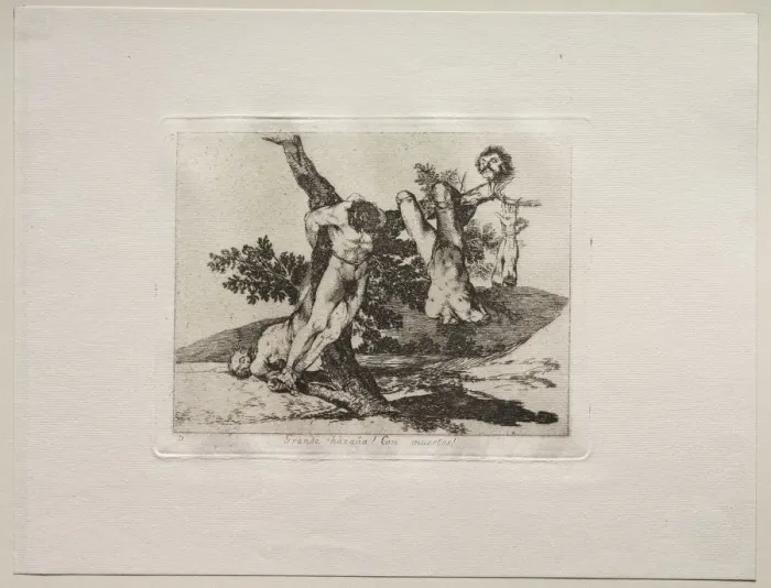 Framed Print : The Horrors of War: An Heroic Feat! With Dead Men!. Creator: Francisco de Goya (Spanish Framed Print : The Horrors of War: An Heroic Feat! With Dead Men!. Creator: Francisco de Goya (Spanish