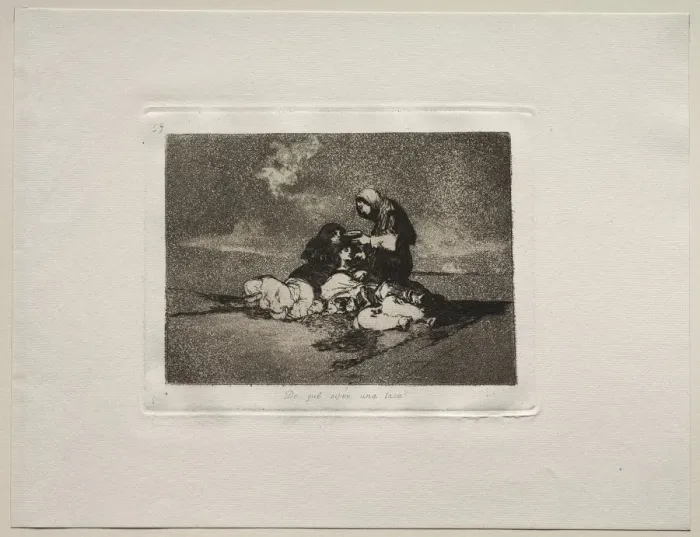 Framed Print : The Horrors of War: What is the Use of a Cup?. Creator: Francisco de Goya (Spanish, 1746-1828) Framed Print : The Horrors of War: What is the Use of a Cup?. Creator: Francisco de Goya (Spanish, 1746-1828)