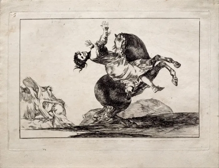 Framed Print : The Horse-Abductor (from the series Los Disparates (Follies), 1815-1819. Artist: Goya, Francisco, de (1746-1828) Framed Print : The Horse-Abductor (from the series Los Disparates (Follies), 1815-1819. Artist: Goya, Francisco, de (1746-1828)