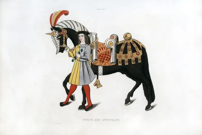 Framed Print : Horse and attendant, c1511, (1843). Artist: Henry Shaw Framed Print : Horse and attendant, c1511, (1843). Artist: Henry Shaw