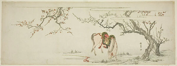 Horse beneath a Flowering Plum Tree, Japan, c. 1797  /  99. Creator: Kitagawa Utamaro