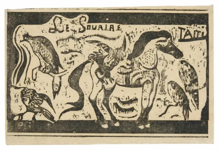 Framed Print : A Horse and Birds, headpiece for Le sourire, 1899. Creator: Paul Gauguin Framed Print : A Horse and Birds, headpiece for Le sourire, 1899. Creator: Paul Gauguin