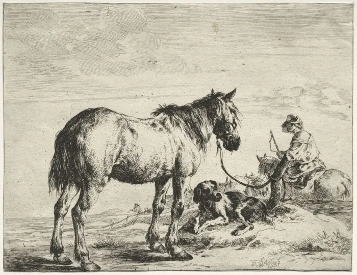 Framed Print : Horse bound to a post. Creator: Dirck Stoop (Dutch, c. 1618-1681) Framed Print : Horse bound to a post. Creator: Dirck Stoop (Dutch, c. 1618-1681)