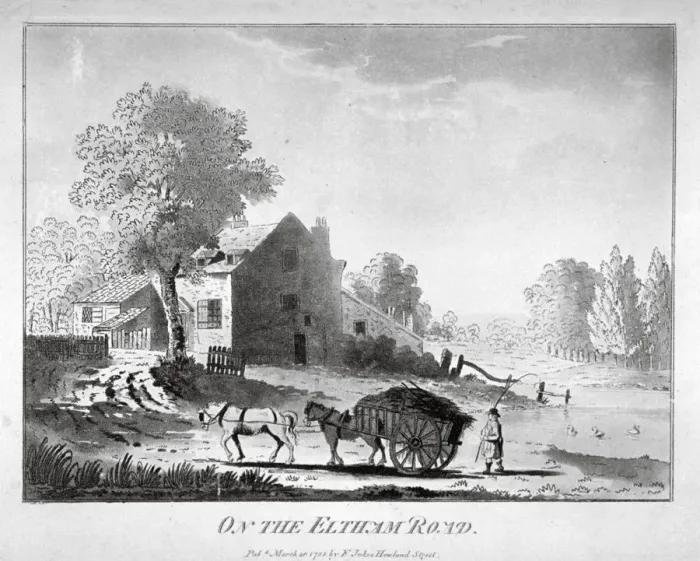 Framed Print : Horse and cart on the Eltham Road in Woolwich, Kent, 1788 Framed Print : Horse and cart on the Eltham Road in Woolwich, Kent, 1788