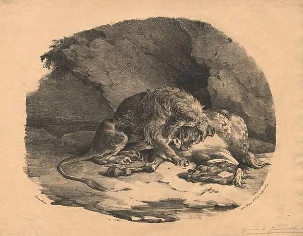 Horse Devoured by a Lion, 1823. Creator: Theodore Gericault (French, 1791-1824); Gihaut