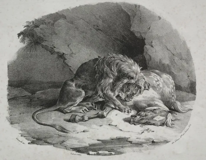 Framed Print : Horse Devoured by a Lion, 1823. Creator: Theodore Gericault (French, 1791-1824) Framed Print : Horse Devoured by a Lion, 1823. Creator: Theodore Gericault (French, 1791-1824)