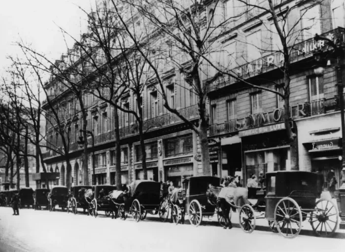 Framed Print : Horse-drawn cabs on a street during the German occupation, Paris, 1944 Framed Print : Horse-drawn cabs on a street during the German occupation, Paris, 1944