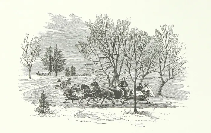 Framed Print : Horse-drawn sleighs, 1890. Creator: Unknown Framed Print : Horse-drawn sleighs, 1890. Creator: Unknown
