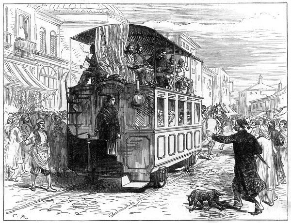 Horse-drawn tram, Constantinople, 1877