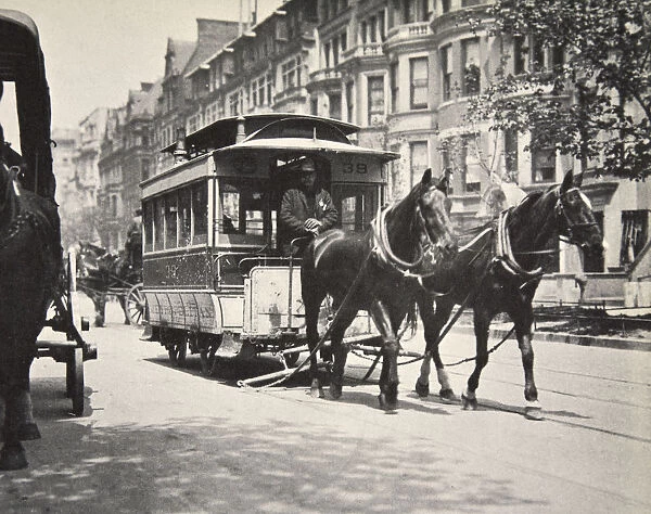 Horse-drawn tram, USA, early 1900s