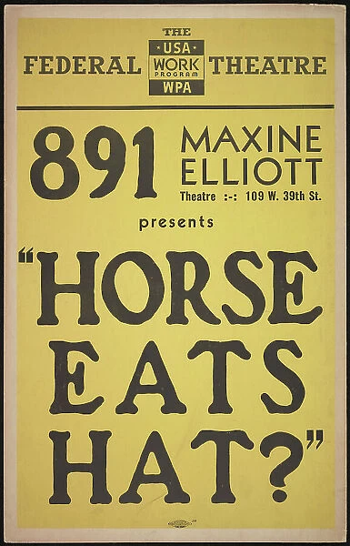 Horse Eats Hat?, New York, 1936. Creator: Unknown