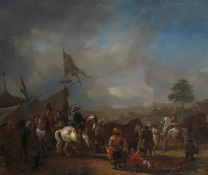 Framed Print : A Horse Fair near an Army Camp, c.1665-1668. Creator: Philips Wouwerman Framed Print : A Horse Fair near an Army Camp, c.1665-1668. Creator: Philips Wouwerman