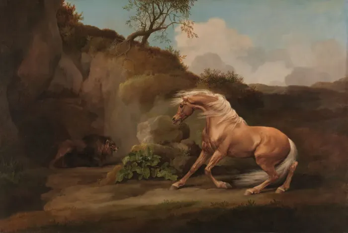 Framed Print : Horse Frightened by a Lion, between 1762 and 1768. Creator: George Stubbs Framed Print : Horse Frightened by a Lion, between 1762 and 1768. Creator: George Stubbs