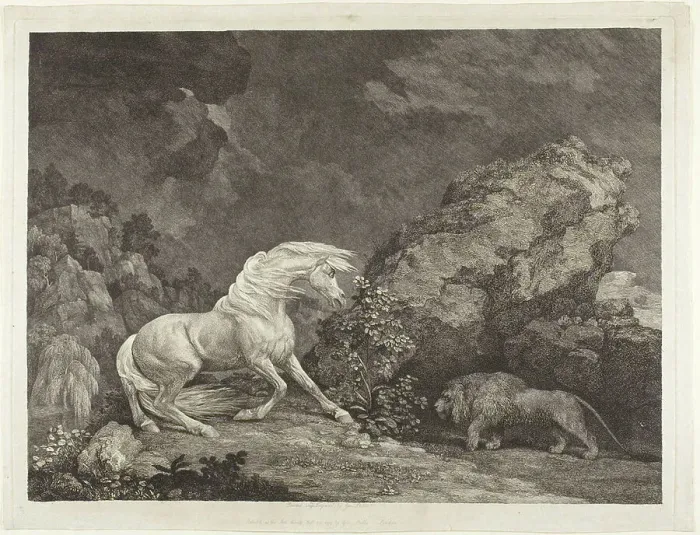 Framed Print : A Horse Frightened by a Lion, 1777. Creator: George Stubbs Framed Print : A Horse Frightened by a Lion, 1777. Creator: George Stubbs