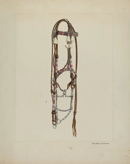 Framed Print : Horse Hair Bridle, c. 1937. Creator: Gordena Jackson Framed Print : Horse Hair Bridle, c. 1937. Creator: Gordena Jackson