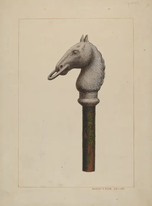 Framed Print : Horse Head Hitching Post, 1935 / 1942. Creator: Vincent P. Rosel Framed Print : Horse Head Hitching Post, 1935 / 1942. Creator: Vincent P. Rosel