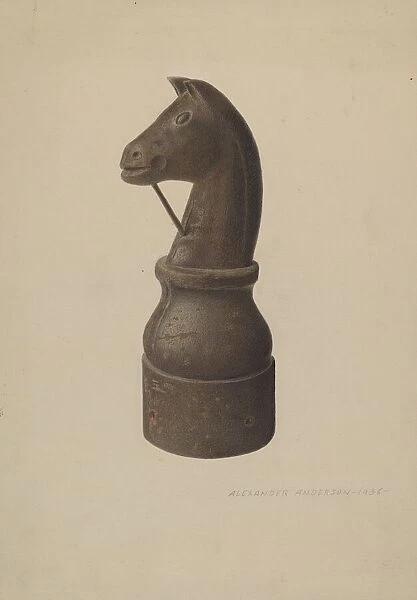 Horse Head Hitching Post, 1938. Creator: Alexander Anderson