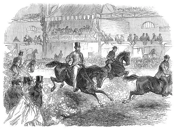 The Horse Show at Islington: trying the hunters, 1864. Creator: Unknown