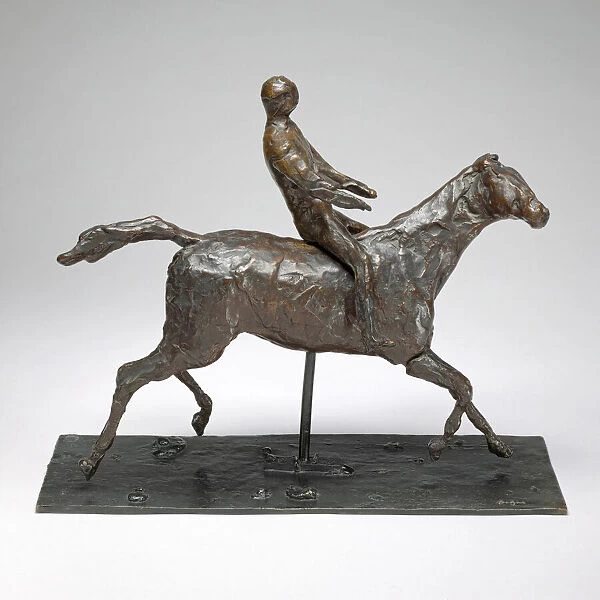 Horse with Jockey; Horse Galloping, Turning Head to the Right