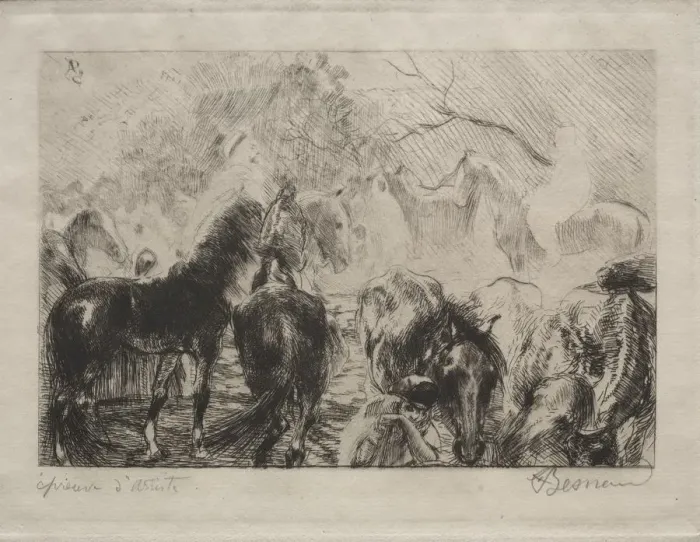 Framed Print : Horse Market in Algiers, 1898. Creator: Albert Besnard (French, 1849-1934) Framed Print : Horse Market in Algiers, 1898. Creator: Albert Besnard (French, 1849-1934)