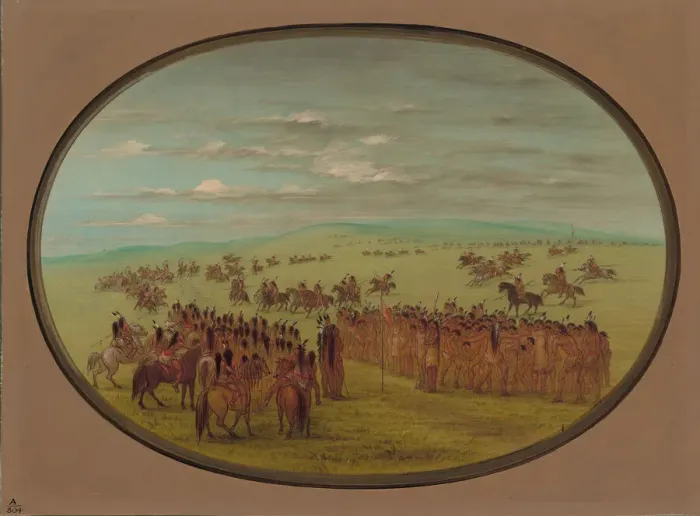 Framed Print : Horse Racing - Minatarrees, 1861 / 1869. Creator: George Catlin Framed Print : Horse Racing - Minatarrees, 1861 / 1869. Creator: George Catlin
