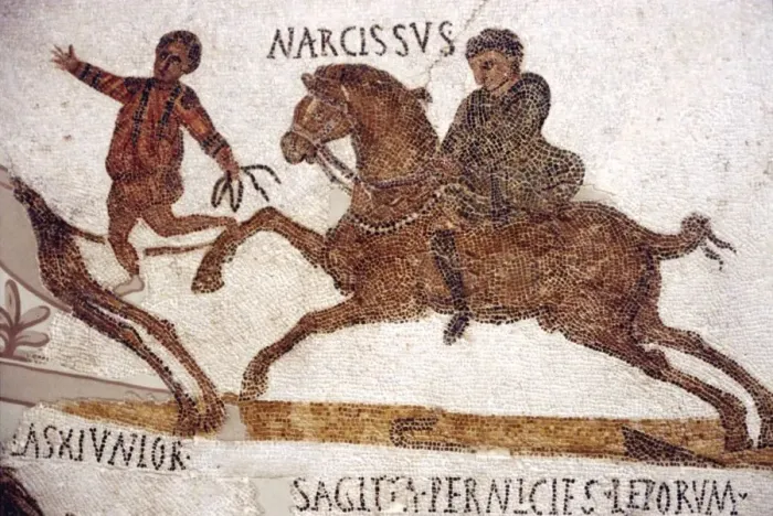 Framed Print : Horse and Rider, Roman Mosaic, c2nd-3rd century