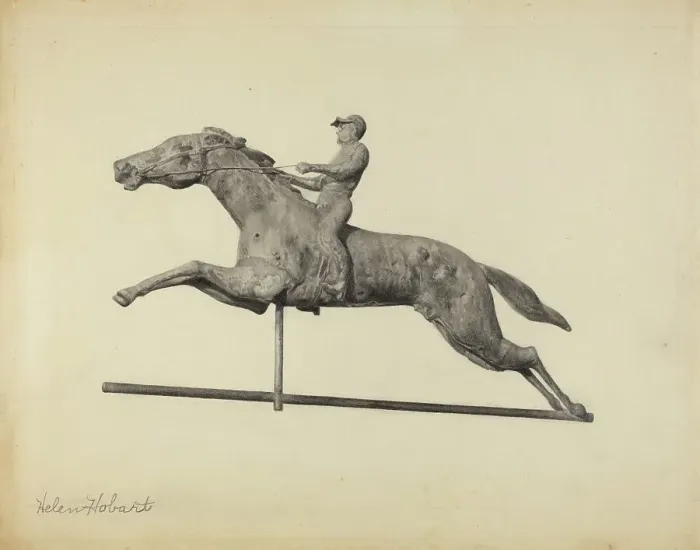 Framed Print : Horse and Rider Weather Vane, 1935 / 1942. Creator: Helen Hobart Framed Print : Horse and Rider Weather Vane, 1935 / 1942. Creator: Helen Hobart