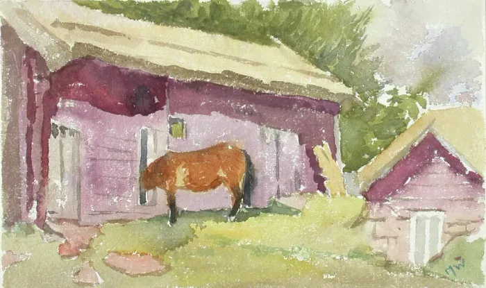 Framed Print : A horse by the shed. Creator: Maria Wiik Framed Print : A horse by the shed. Creator: Maria Wiik