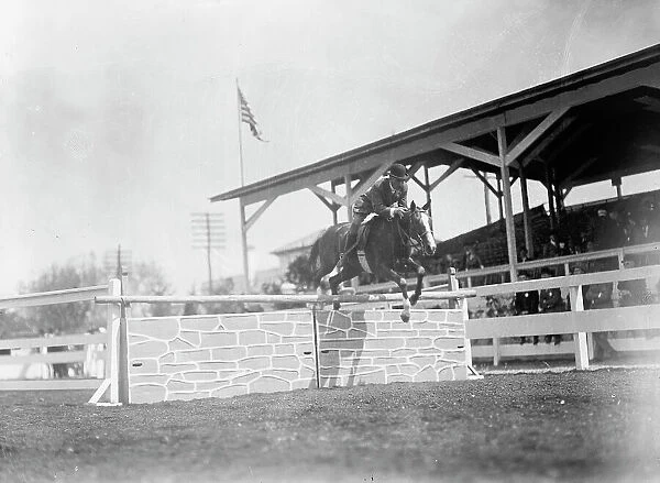 Horse Shows - Melvin Hazen Jumping, 1912. Creator: Harris & Ewing. Horse Shows - Melvin Hazen Jumping, 1912. Creator: Harris & Ewing