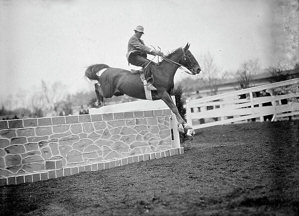 Horse Shows - Unidentified Men, Mtd. Or Hurdling, 1911. Creator: Harris & Ewing. Horse Shows - Unidentified Men, Mtd. Or Hurdling, 1911. Creator: Harris & Ewing