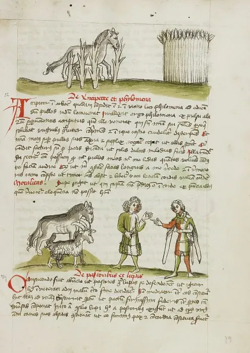 Framed Print : A Horse in a Thorn Bramble near a Wheat Field: A Horse, a Sheep... third quarter of 15th century. Creator: Unknown Framed Print : A Horse in a Thorn Bramble near a Wheat Field: A Horse, a Sheep... third quarter of 15th century. Creator: Unknown