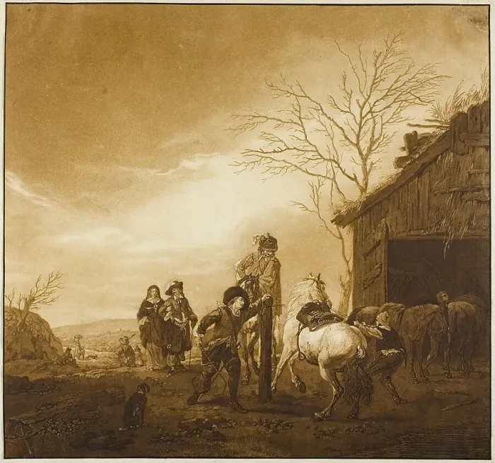 Framed Print : Horse Training, 1788. Creator: Wilhelm von Kobell Framed Print : Horse Training, 1788. Creator: Wilhelm von Kobell