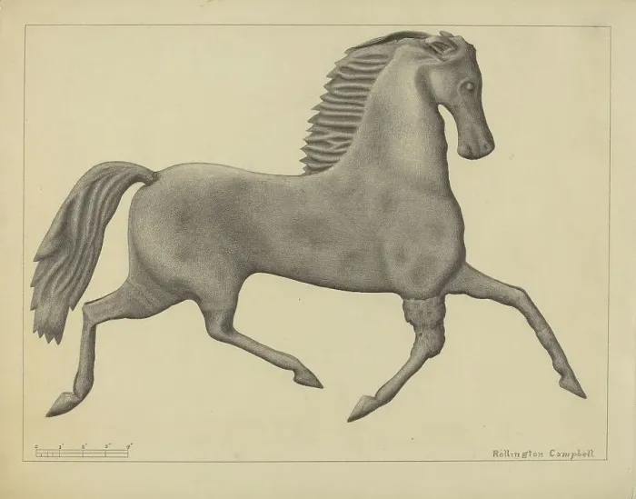 Framed Print : Horse Weather Vane, c. 1936. Creator: Rollington Campbell Framed Print : Horse Weather Vane, c. 1936. Creator: Rollington Campbell