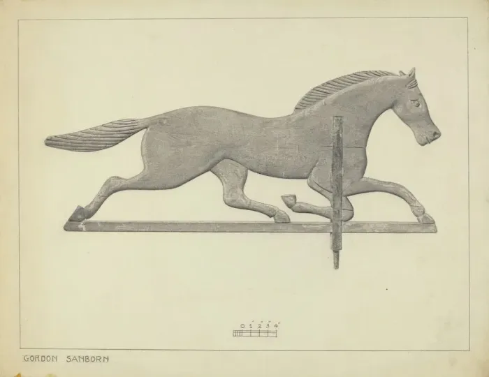Framed Print : Horse Weather Vane, c. 1937. Creator: Gordon Sanborn Framed Print : Horse Weather Vane, c. 1937. Creator: Gordon Sanborn